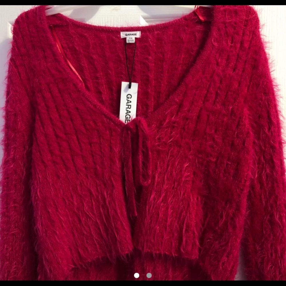 garage fuzzy front tie cardigan(s)